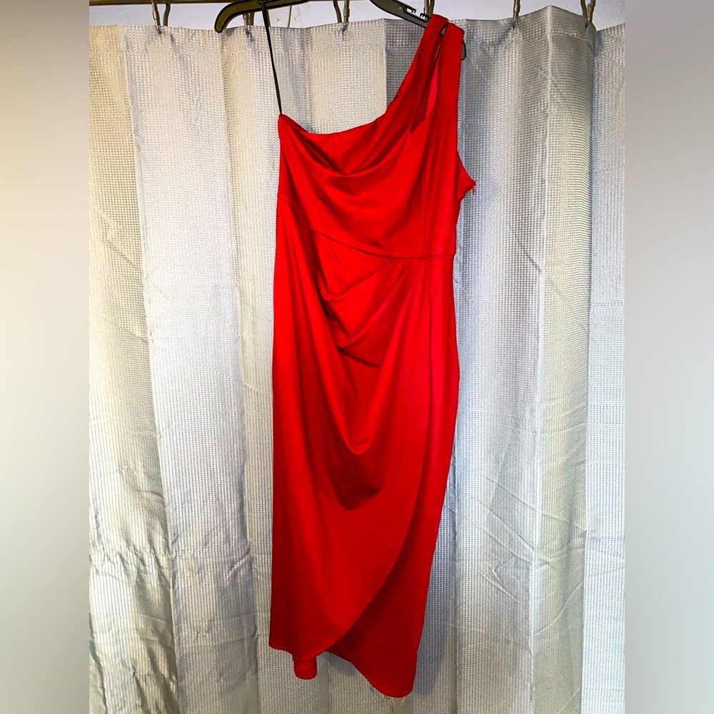 Deep Red One Shoulder Dress